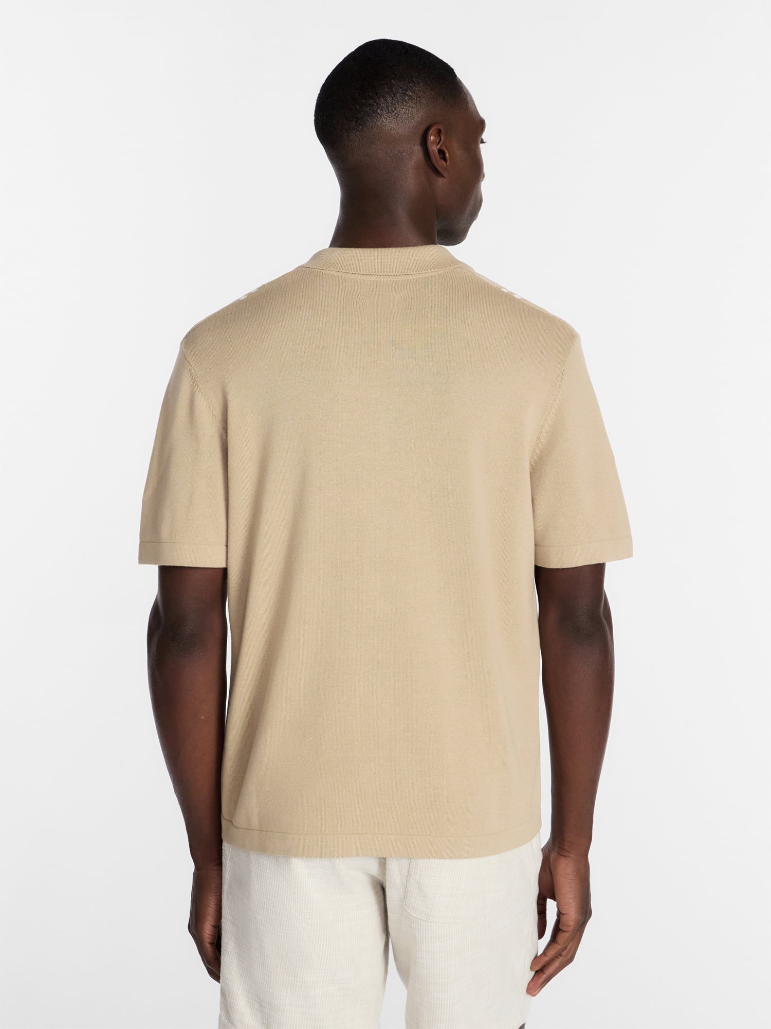 George Men’s Cotton Button Front Polo Sweater with Short Sleeves, Sizes S-3XL