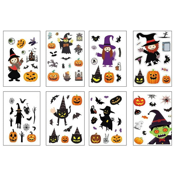 Halloween Decoración 8 pegatinas para tarjetas de fiesta de Halloween, cuaderno artesanal, tarjeta pequeña, funda para teléfono móvil, se puede decorar con regalos navideños(Buy 2 ship 3)