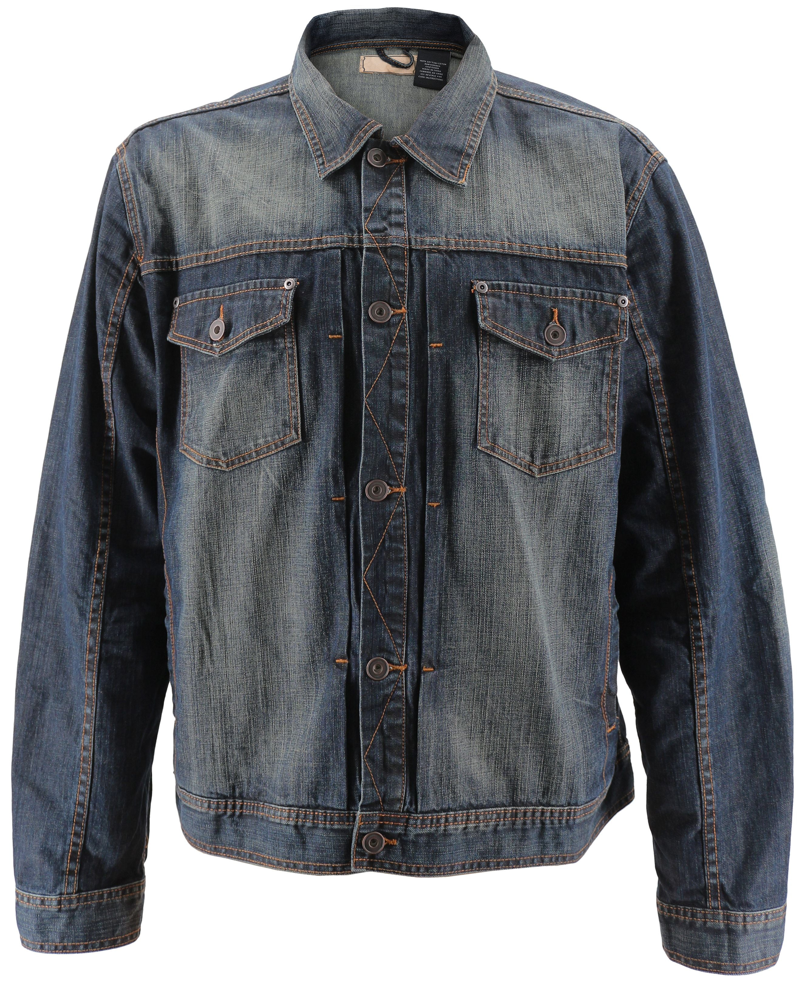 Men's Classic Long Sleeve Cotton Button Up Empire Denim Jean Jacket