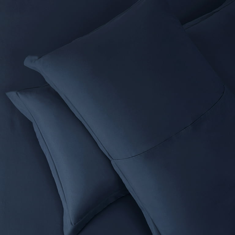 Set di 2 federe classiche in raso mimetico per capelli e pelle, dimensioni standard, blu navy, confezione da 2 federe con chiusura a busta, 50,8 x 66 cm