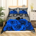 thumbnail image 2 of Erosebridal Couple Wedding Duvet Cover Valentine'S Day Rose Floral Bedding Set King Romantic Royal Blue Rose Comforter Cover For Girls Women Pastoral Farmhouse Flowers Quilt Cover (No Comforter), 2 of 5
