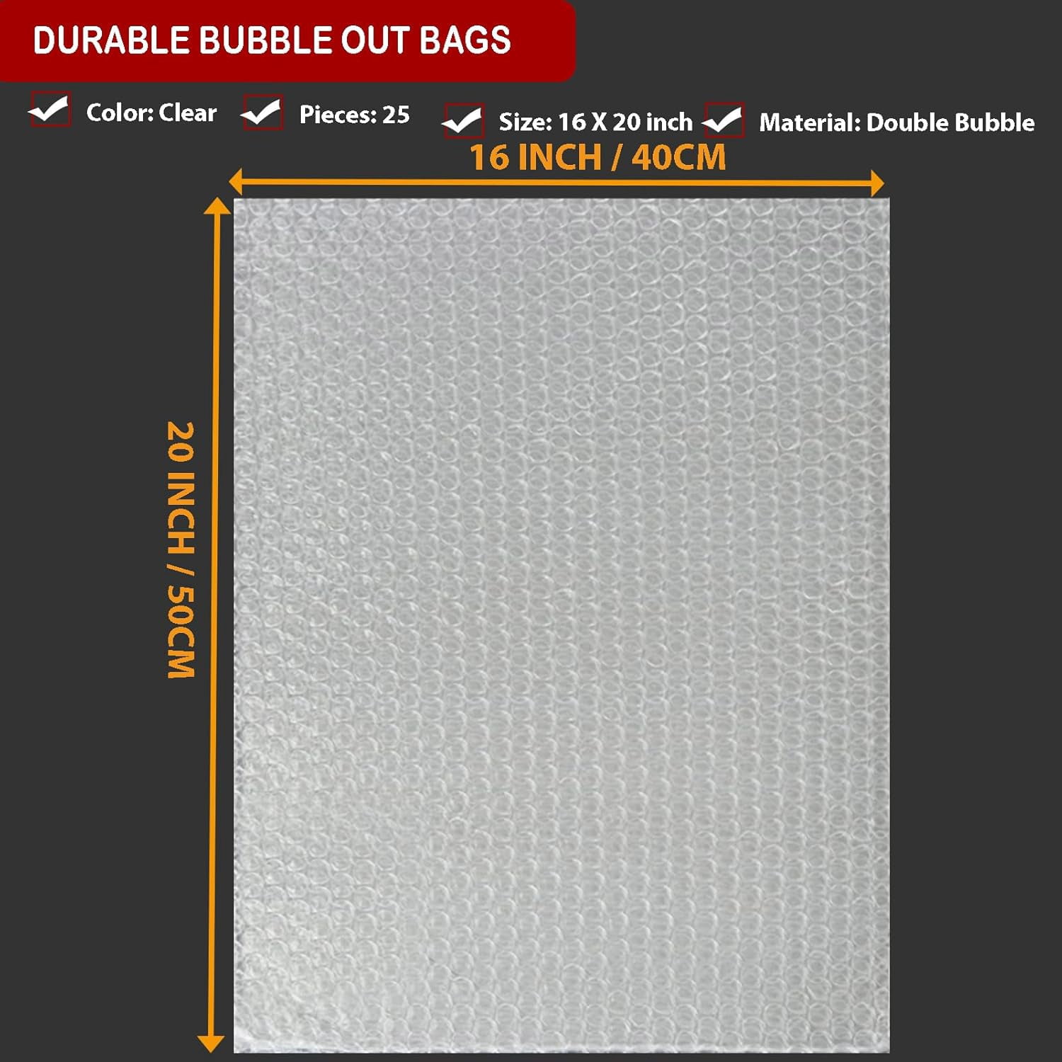 25Pcs Large Bubble Pouches, 16” X 20” Clear Bubble Pouch Wrap Bags for Packing, Double Walled Moving Supplies Bubble Bags Wrap for Fragile Dishes China Plates, Bubble out Bags for Shipping Moving
