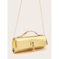 thumbnail image 3 of REMANLAND Woven Leather Rectangle Clutch Bag, Evening Handbag with Detachable Chain Strap for Wedding Party Prom, 3 of 6