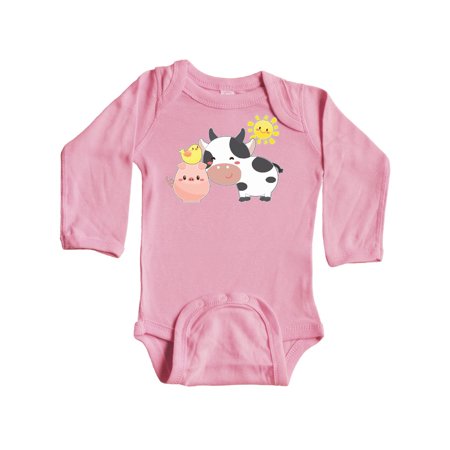 

Inktastic Fun Farm Animals- cow pig chick Gift Baby Boy or Baby Girl Long Sleeve Bodysuit