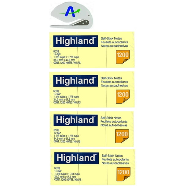 Highland 6539yw Self Stick Notes 1 5 X 2 Inches Yellow 100 Sheet Per Pad 48 Pads With Bonus Advantageop Letter Opener Made In Usa Walmart Com Walmart Com