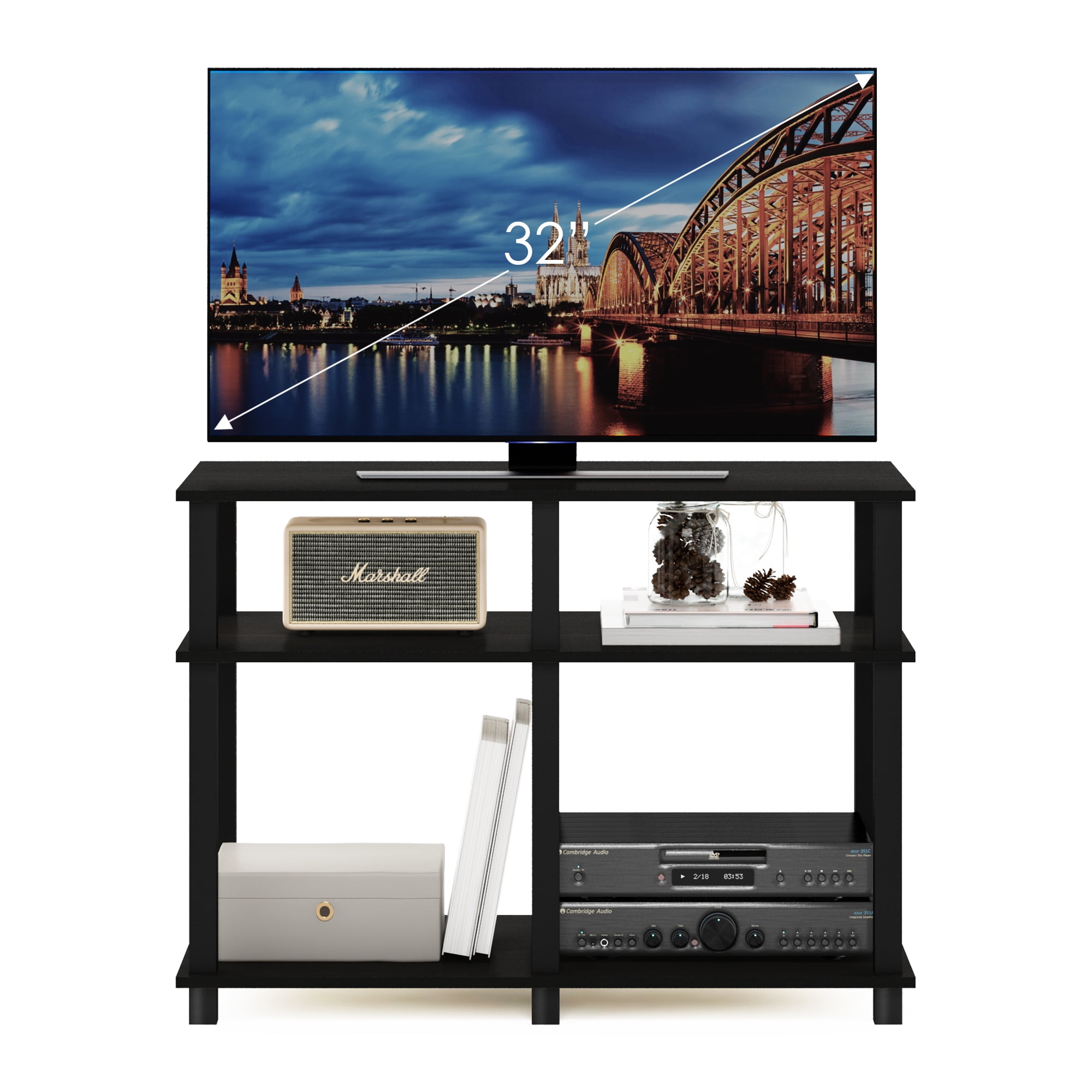 Furinno Turn-N-Tube TV Stand for TV up to 40 inch, Espresso/Black