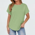 thumbnail image 6 of ZyeKqe T-Shirts for Women Short Sleeve Loose Fitted Casual Solid Color Basic Round Neck Tops, 6 of 10