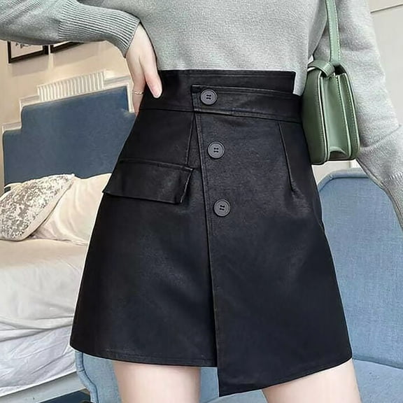 Women's Skirts Fashion Solid Color High Waisted Black Mini Skirt with Shorts Skirts for Women Trendy Summer