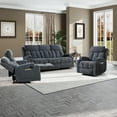 thumbnail image 4 of Ebello Manual Recliner Sofa Set, Soft Fabric Recliner, Loveseat and 3-Seat Sofa Set with Storage and Cup Holders for Living Room & Home Theater, Navy, 4 of 6