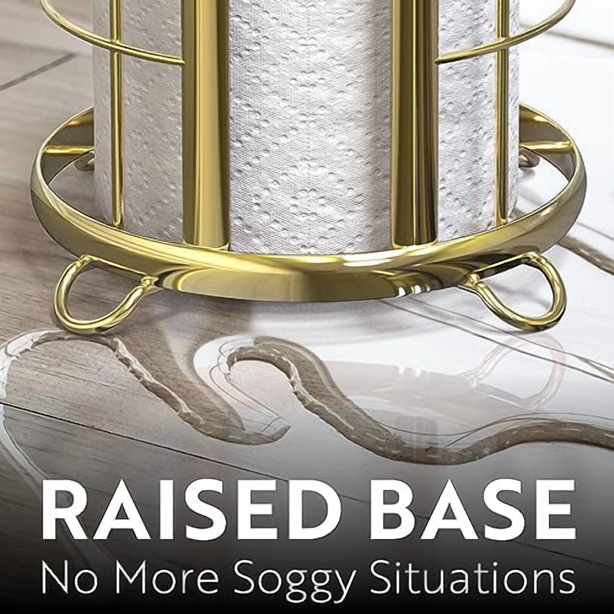 , Gold Toilet Paper Holder, Freestanding Bathroom Tissue Organizer, Minimalistic Storage Solution, Modern & Stylish Design [Holds MEGA Rolls]
