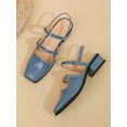 thumbnail image 5 of Women Artificial Patent Leather Pumps Elegant Square Toe Ankle Strap Pumps, 5 of 7