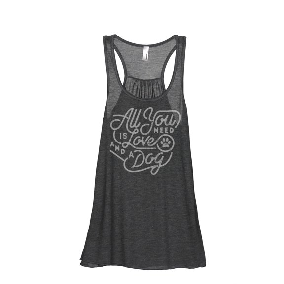All You Need Is Love And A Dog Women's Fashion Sleeveless Flowy Racerback Tank Top Charcoal Grey Sma