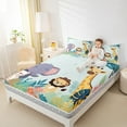 thumbnail image 4 of Manfei Elephant Lion Giraffe 3pcs Twin Sheet Sets for Kids Girls Boys,Kawaii Jungle Wildlife Twin Fitted Sheet,Cute Animal Breathable Flat Sheet,Ultra Soft Home Decor, 4 of 7