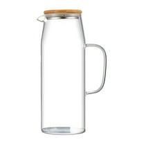 High Borosilicate Glass Straight Body Pot Glass Water Bottle, Glass Pitcher with Lid and Handle, Glass Carafe for Cold Water, Large Iced Tea Pitcher for Coffee, Juice and Homemade Beverage