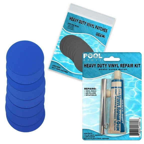 Pool Above Repair Kit for Easy Set Pool Inflatable Ring Pools | Vinyl glue | Blue Patches