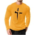 thumbnail image 3 of VBTAPA Men's Waffle Long Sleeve Shirts Jesus Cross Print T-Shirt Christian Faith Tee Lightweight Crewneck Pullover Tees Casual Hipster Tops Yellow XL, 3 of 6