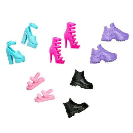 Barbie Doll Accessories, 5 Pairs of Shoes Including Heels, Sneakers, Boots & Sandals