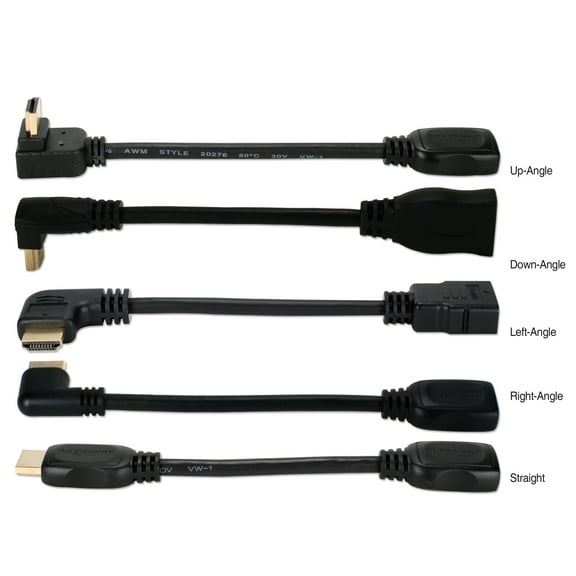 QVS 0.5ft High Speed HDMI UltraHD 4K Angle Adaptors HDTV Hook-Up Install Kit