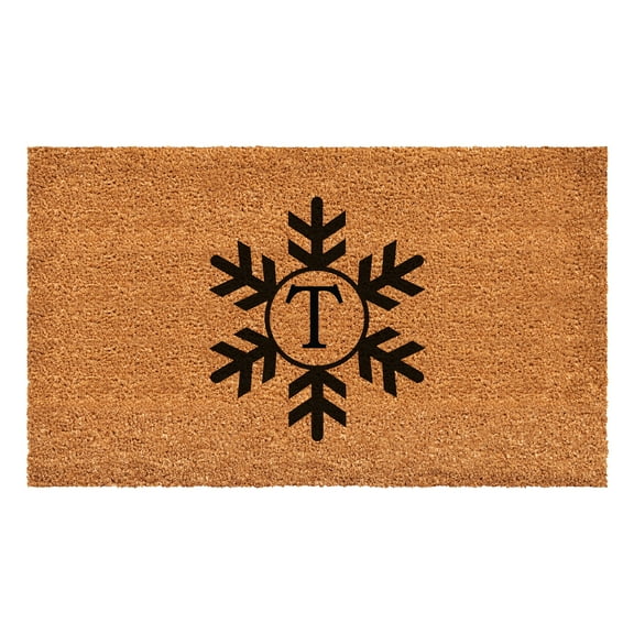 Snowflake Monogram Doormat, 24" x 48" (Letter T)