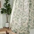 thumbnail image 3 of Curtainking Linen Floral Curtains 84 inch Length Curtains Back Tab Light Filtering Farmhouse Drapes for Living Room Bedroom 2 Panels Dark Green, 3 of 8