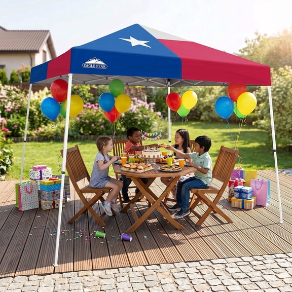 EAGLE PEAK 10' x 10' Slant Leg Pop-up Canopy w/ Easy Peak One Person Setup (64 sqft of Shade)