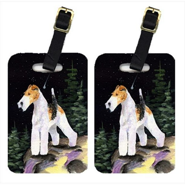 Carolines Treasures SS8503BT Étiquettes à Bagages de Fox-Terrier de Nuit Étoilées - Paire de 2