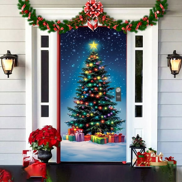 Tenture Suspendue de Porte du Temps des Fêtes avec Père Noël pour Décorations de Fête de Noël et Événements Saisonniers de Célébration à la Maison
