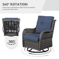 thumbnail image 5 of PARKWELL 5-Piece Outdoor Conversation Sets,Wicker Swivel Gliders with Ottomans,Side Table,Patio Seating Furniture with Blue Cushions,Gray Wicker, 5 of 9