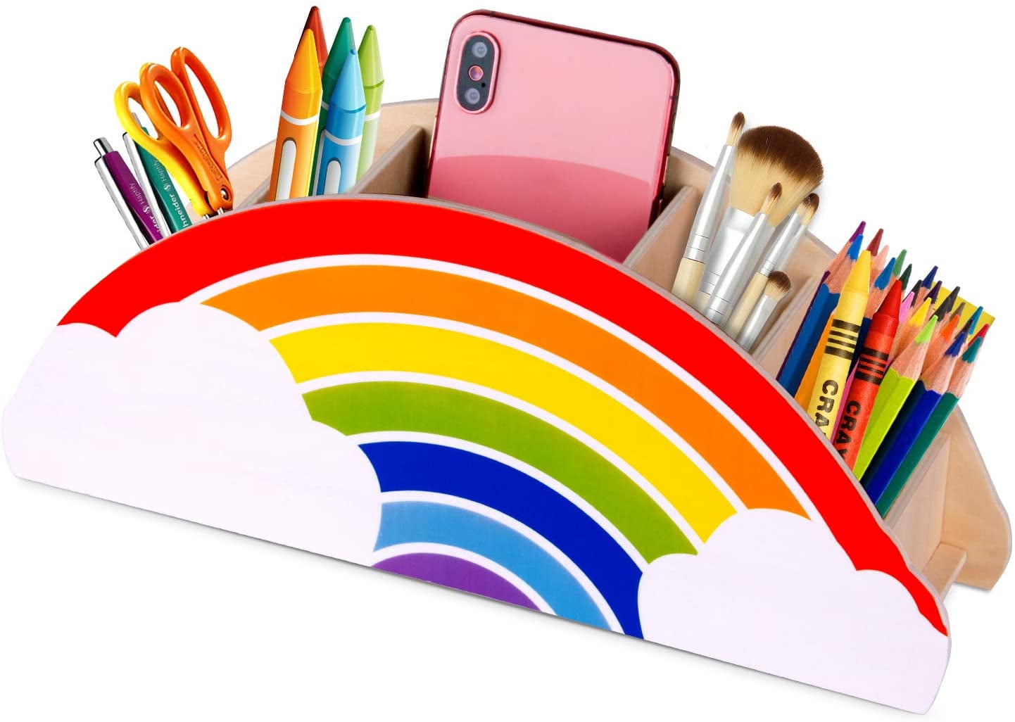 Desk Pen Holder Caddy Organizer for Home School Supplies Office Accessories Cute Rainbow Decor Art Pencil Holder for Kids Girl Silicone Pencil Holder 