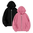 thumbnail image 4 of QASIEATN Trendy Fall Women's Zip Up Hoodies Womens Zip Up Hoodies Fall Winter Trendy Long Sleeve Sweatshirts 2PC Long Sleeve Comfy Casual Jacket, 4 of 4