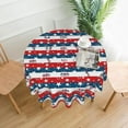 thumbnail image 4 of Fourth of July Tablecloth Round 60 Inch Patriotic Red White and Blue American Flag Gnomes Tablecloths Washable Wrinkle Stain-Resistant Table Cloth Polyester Table Cover for Veterans Day Memorial Day, 4 of 6