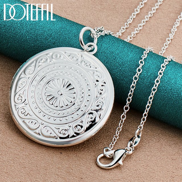 Deng-collar de plata de ley 925 con marco de fotos redondo, cadena de serpiente para mujer y hombre, joyería con dijes para fiesta de boda