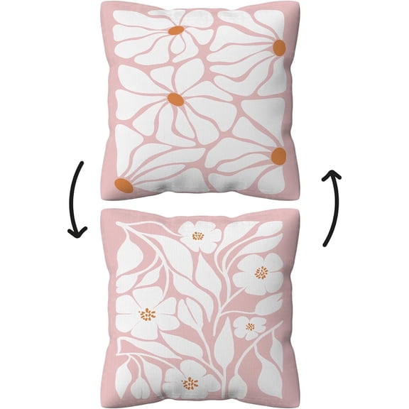 Pink Floral Pillow Covers,Abstract Boho Reversible Pillow Covers 18x18,Neutral Botanical Flowers Throw Pillow Covers for Home Living Room Bedroom,Floral Pillow Covers Gifts for Women Girls