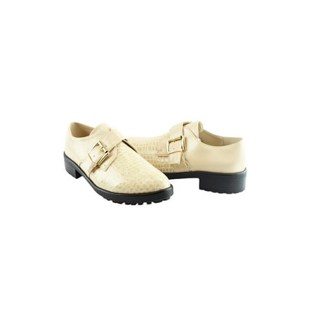- Liyu Adult Beige Snake Skin Pattern Buckle Strap Oxford Shoes