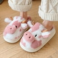 thumbnail image 4 of Fuzzy Slippers For Women Couples Men On Furry Flat Home Winter Round Toe Keep Warm Spotted Cow Slippers Shoes Warm Cozy Winter House Slippers Bedroom Indoor House Shoes, 4 of 7