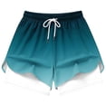 thumbnail image 5 of LEKWK Athletic Shorts for Women with Liner High Waisted Drawstring Gradient Swim Trunks Loose Fit Casual Workout Shorts for Gym Yoga Running, 5 of 6