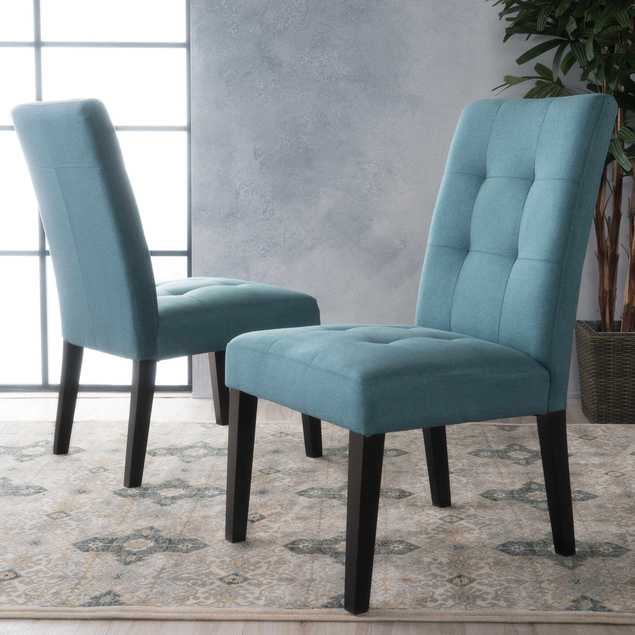 Noble House Moterey Teal Fabric Dining Chair (Set of 2) - Walmart.com ...