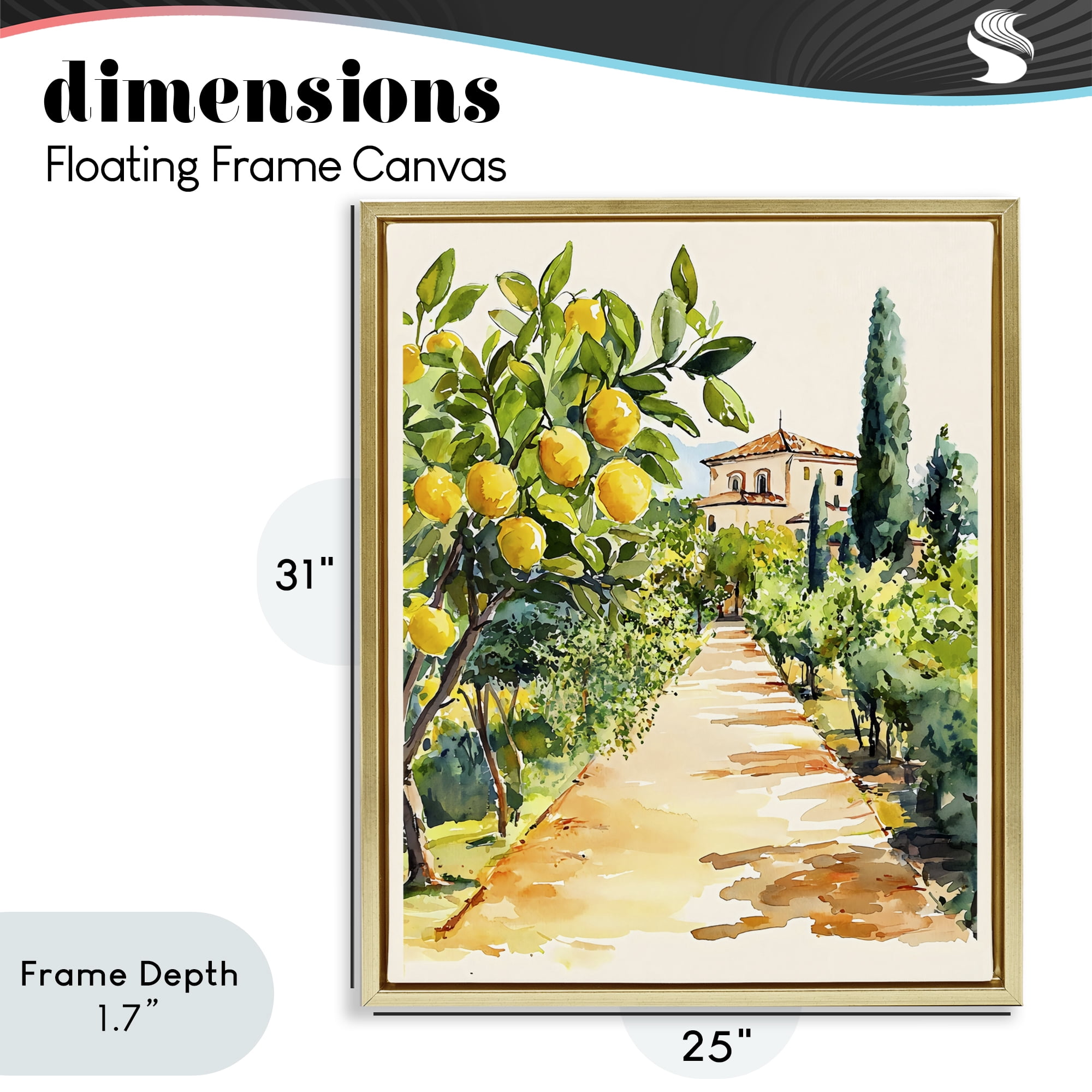 Stupell Industries Lemon Grove Pathway Gold Framed Floater Canvas Wall Art, design by LSR Design Studio