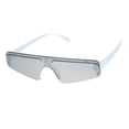 thumbnail image 2 of Flat Top Futurism Robotic Disco Narrow Half Rim Plastic Sunglasses White Silver Mirror, 2 of 4