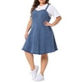 thumbnail image 4 of Vestido de mezclilla para mujer de tallas grandes Agnes Orinda con tirantes ajustables, vestido de mezclilla en línea A con bolsillos 1X azul, 4 of 6