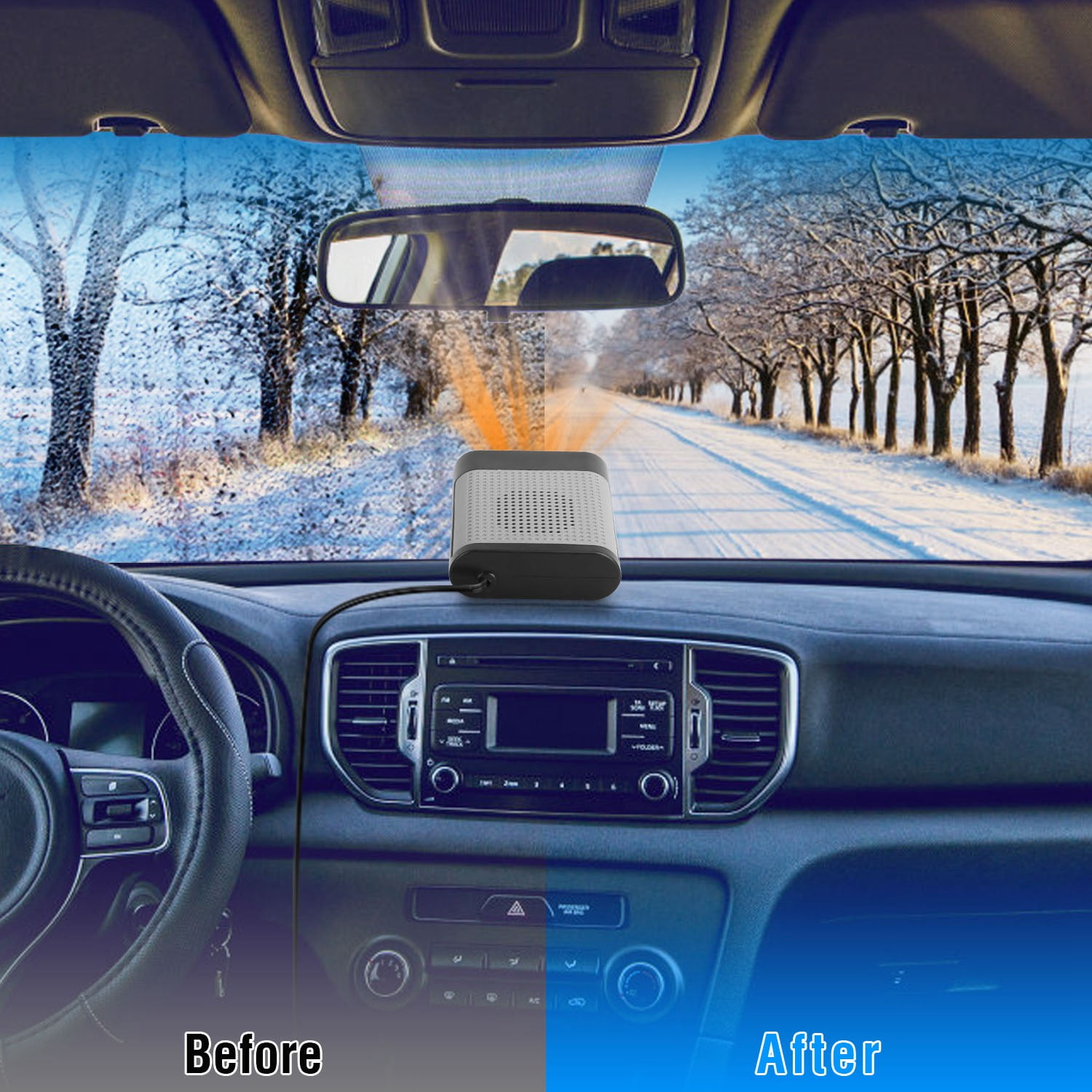 24V Car Truck Heater, 200W Fast Heating & Fan Mode, 360° Adjustable, 2 in 1 Defroster Defogger Demister Windshield Heater Defog Defrost for Van Bus Camping Travel