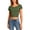 Army Green, variant on Women Summer Crop T Shirts Casual Vacation Crewneck Backless Short Sleeve Tees Beach Loose Comfy Soft Solid Color Cropped Tops