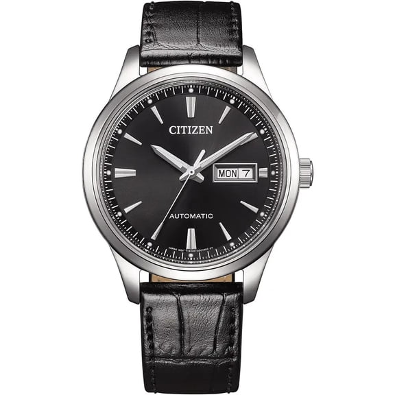 Citizen NY4058-01E Mens Automatic Black Leather Straps Analog Dial Watch 40mm