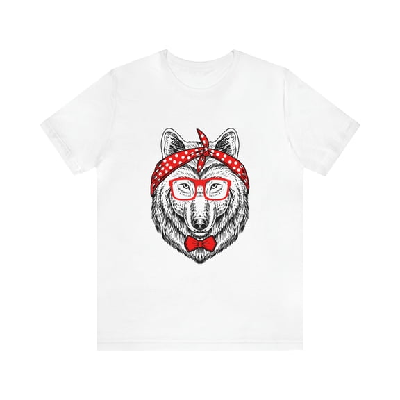 Wolf With Polka Dots Red Scarf