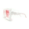 thumbnail image 3 of Womens Funky Fur Covered Squared Rectangle Oversize Sunglasses White Pink, 3 of 4