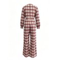 thumbnail image 5 of Aimik Womens Plaid Print Jumpsuits Long Sleeve Square Neck Wide Leg Jumpsuits with Pockets Fall Vacation Casaul Jumpsuit for Women, 5 of 5