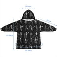 thumbnail image 7 of Black Halloween Dancing Skeleton Pattern Blanket Hoodies for Kids 6-13YR Oversize Wearable Blanket Hoodies for Boys Girls Teens, 7 of 7