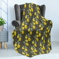 thumbnail image 4 of Floral Soft Flannel Fleece Throw Blanket, Lemon Branches with Petals Growth Essence Nature Themed Print, Cozy Plush for Indoor and Outdoor Use, 70" x 90", Olive Green Yellow, by Ambesonne, 4 of 5