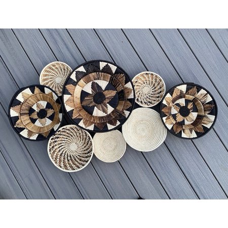 Set Of 8 Natural Color Wall Hanging Baskets 7.5 -12  Multi-Color