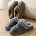 thumbnail image 6 of ZsaeSM Plush Slippers For Men Thick Soled Waterproof Winter Warm Fuzzy Slide Closed Toe Soft Comfortable Indoor Home Shoes, 6 of 7